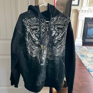 Men Avirex black and silver hoodie